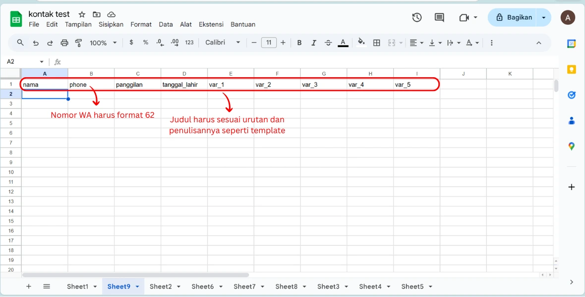 format judul
